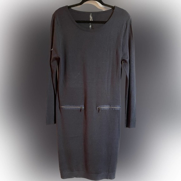 Marc New York black Sweater‎ Dress with front zipper pocket detail size XL - Picture 1 of 4